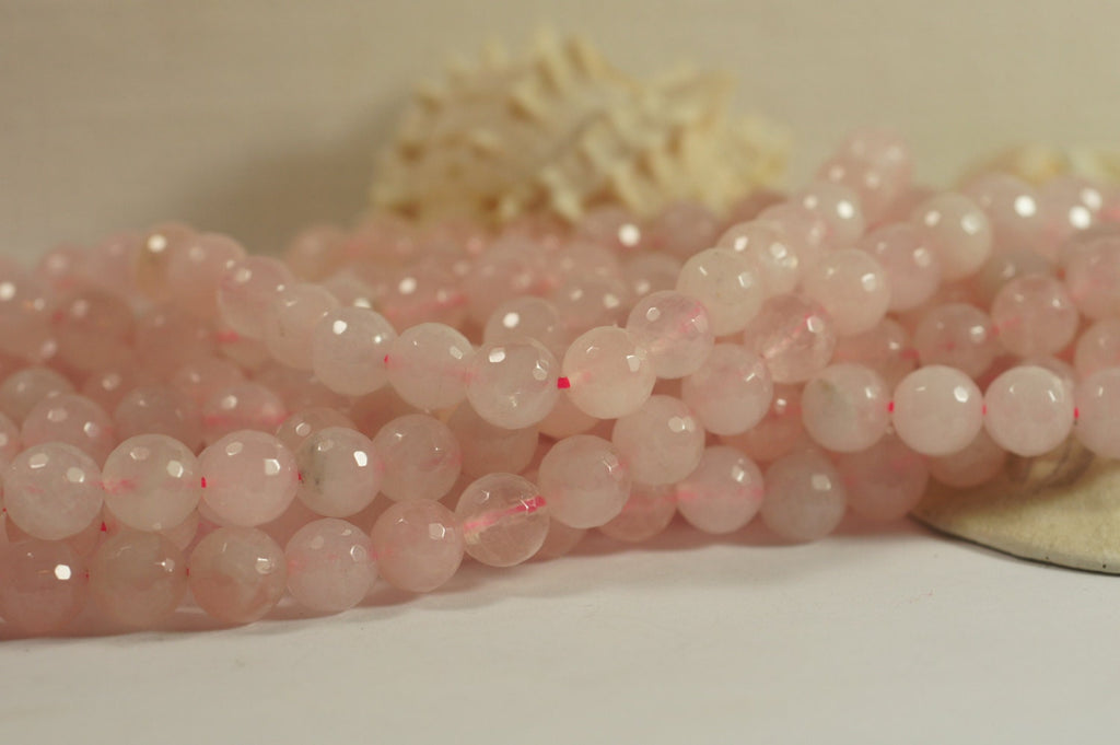 Rose Quartz Faceted  Beads 10mm Natural Gemstone Beads Jewelry Making Supplies
