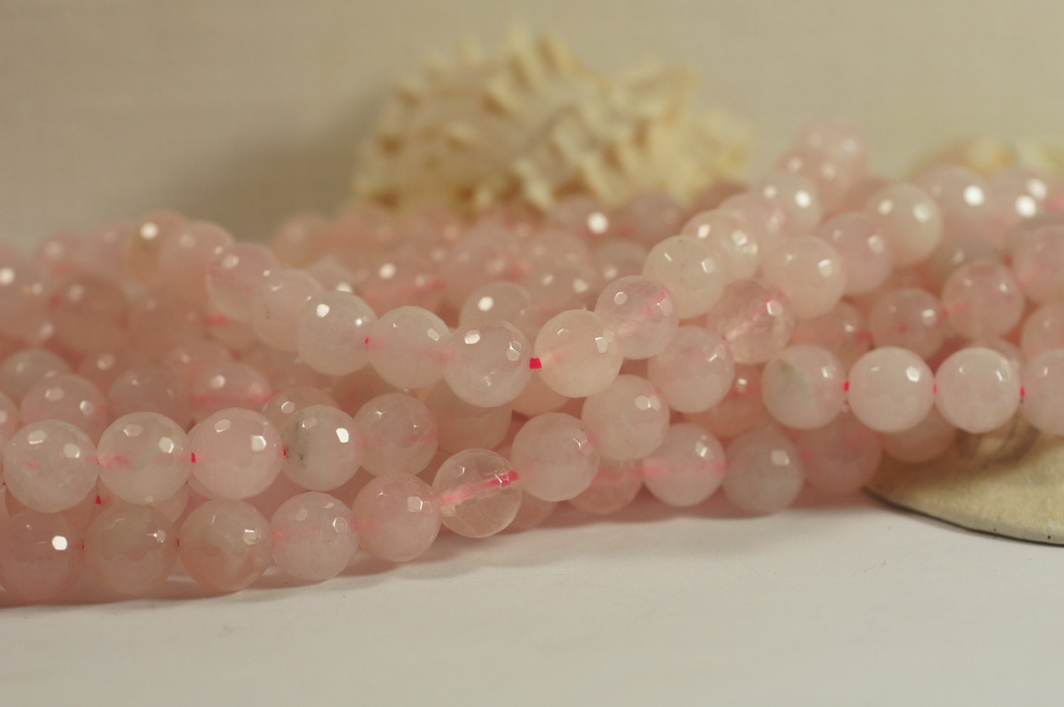 Rose Quartz Faceted  Beads 10mm Natural Gemstone Beads Jewelry Making Supplies