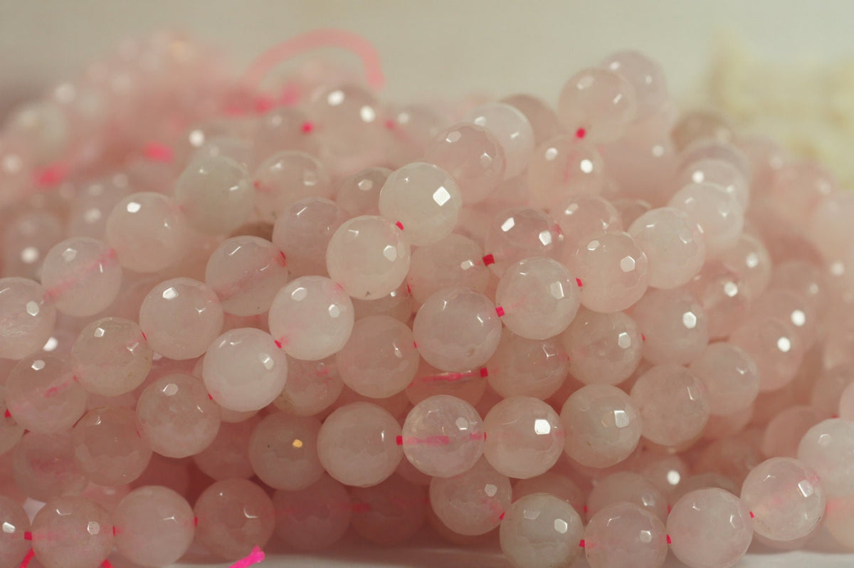 Rose Quartz Faceted  Beads 10mm Natural Gemstone Beads Jewelry Making Supplies