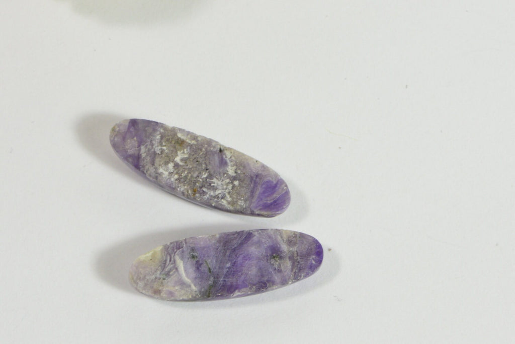 Charoite Cabochon mached pairs long oval cab Hand Cut Natural Gemstone Cabochon