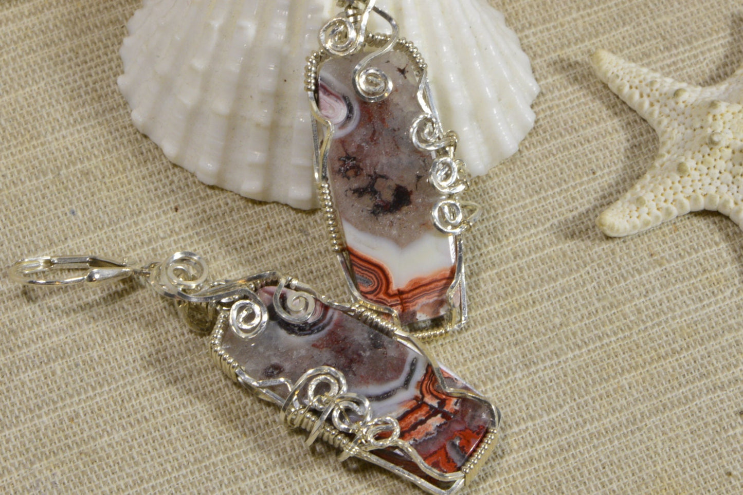 Sterling Silver Crazy Lace Agate Earrings, Wire Wrapped Gemstone Jewelry