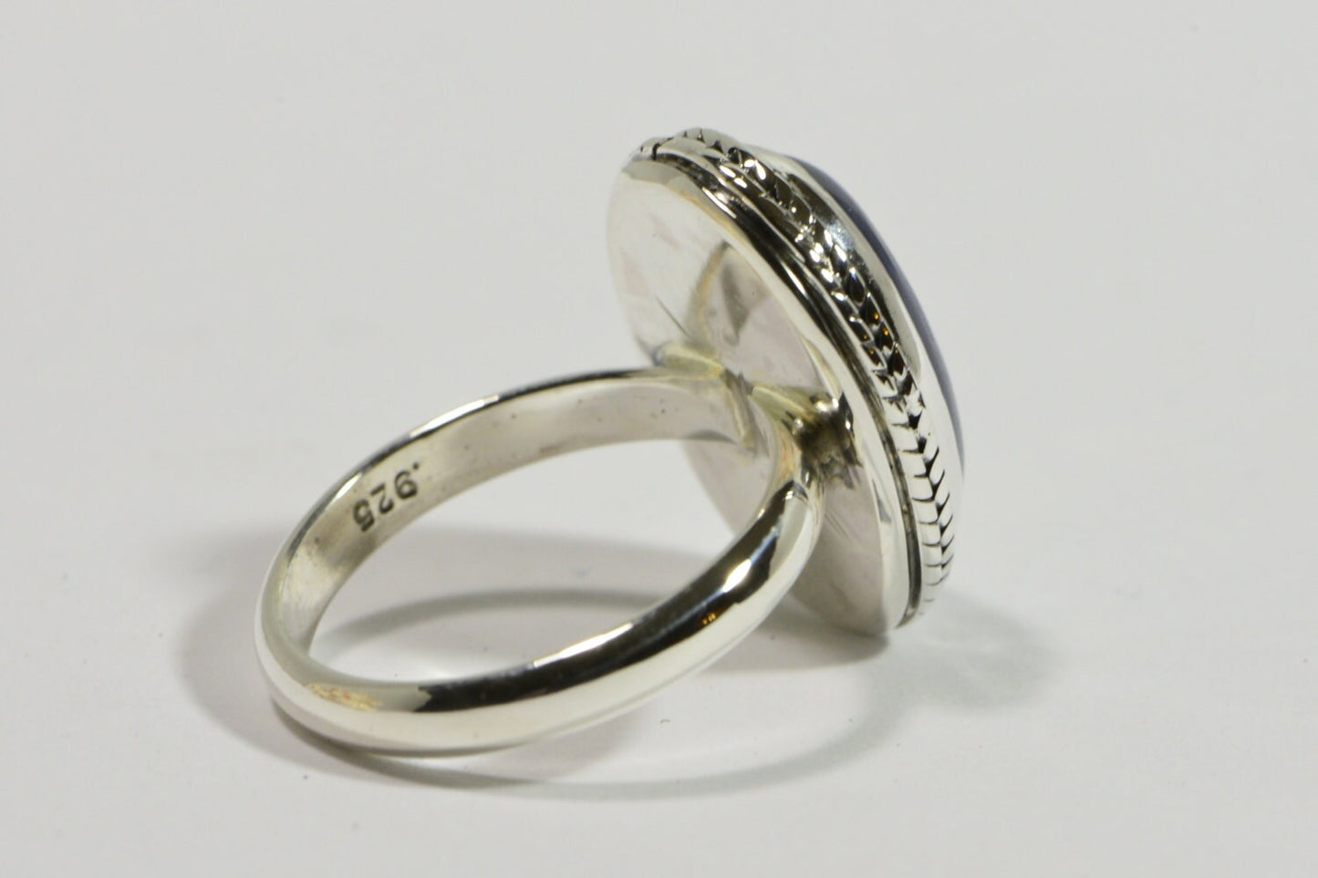 Oval Blue Kyanite Ring, Sterling Silver Handmade Jewelry, Size 8.25