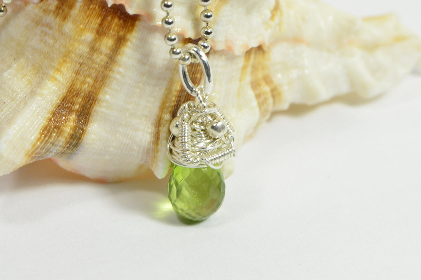 Wire Wrapped Peridot Pendant Tiny Birthstone Charm Birthday Gift Gemstone Drop Peridot teardrop