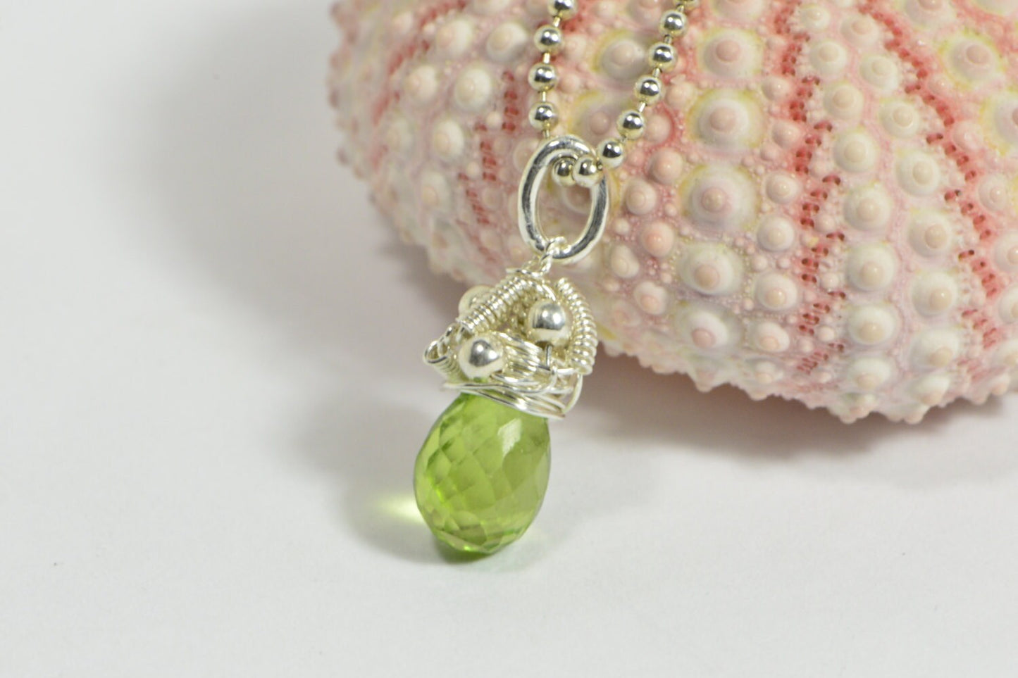 Wire Wrapped Peridot Pendant Tiny Birthstone Charm Birthday Gift Gemstone Drop Peridot teardrop