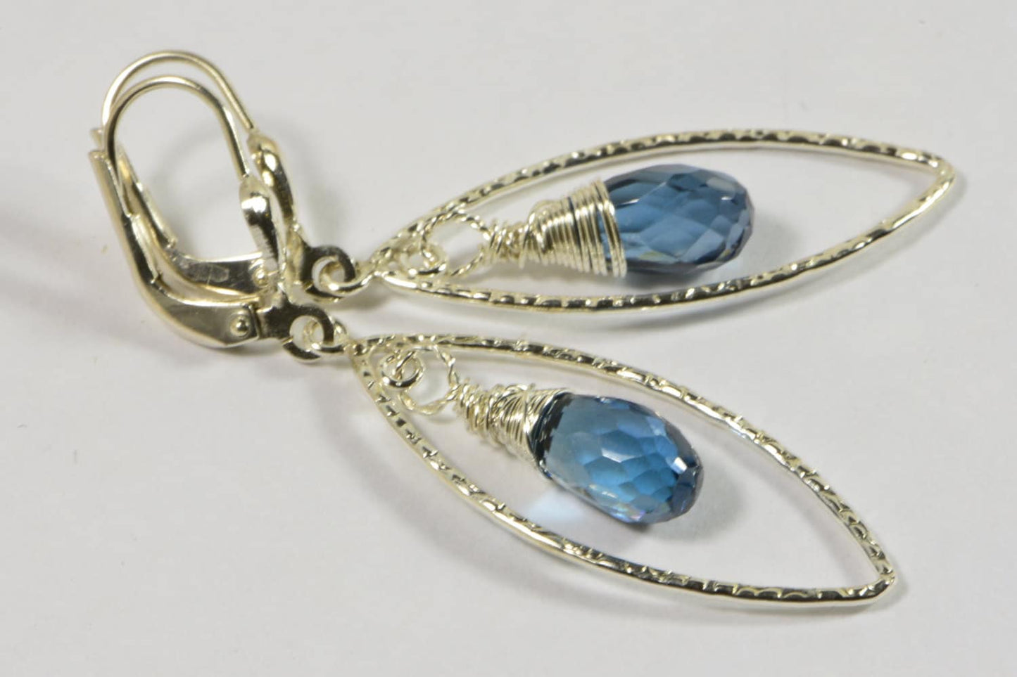 Handmade London Blue Topaz Earrings, Sterling Silver Lever Backs
