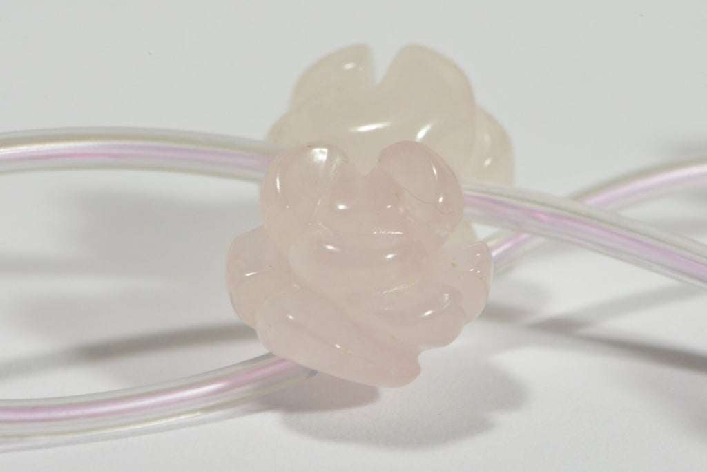 Rose Quartz 10mm 2 Beads Carved Rose Natural Gemstone Bead Jewelry Making Supplies