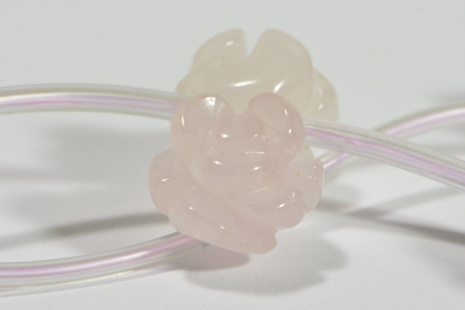 Rose Quartz 10mm 2 Beads Carved Rose Natural Gemstone Bead Jewelry Making Supplies
