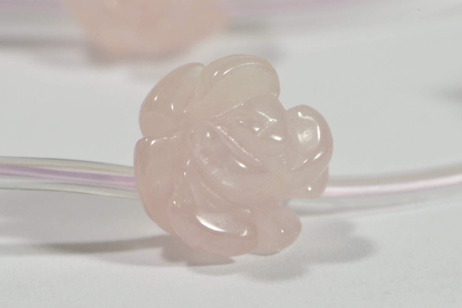 Rose Quartz 10mm 2 Beads Carved Rose Natural Gemstone Bead Jewelry Making Supplies