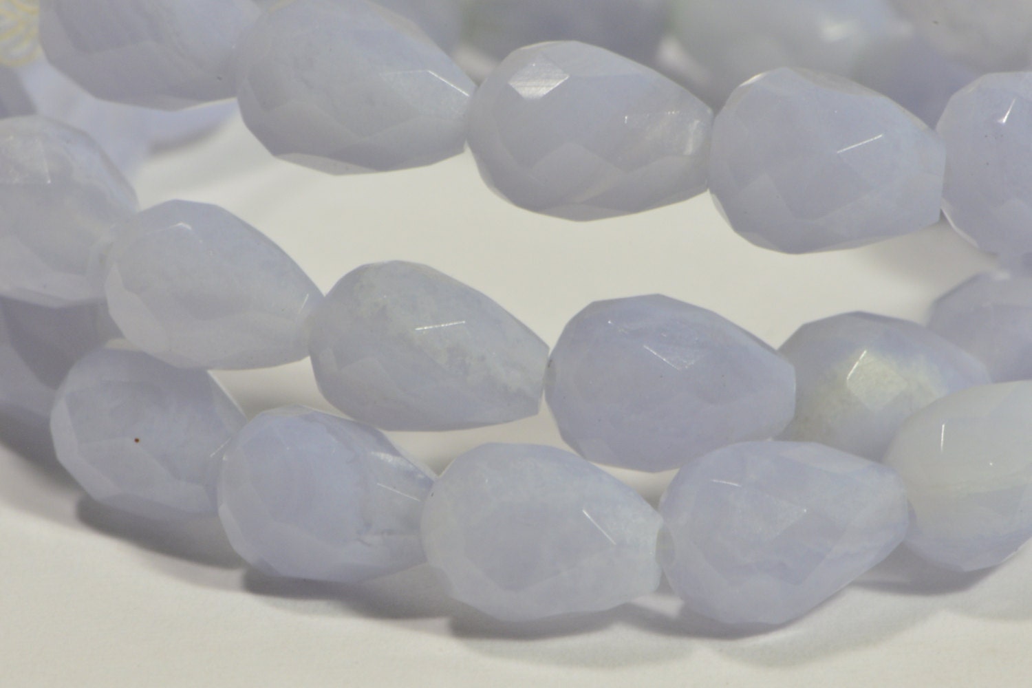 Natural Blue Lace Agate Faceted Teardrop  Gemstone  Beads Loose beads