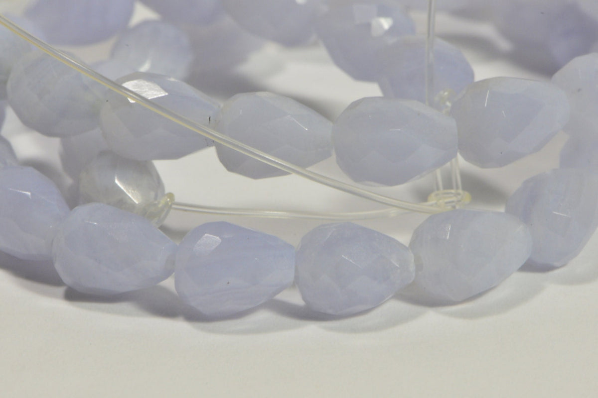 Natural Blue Lace Agate Faceted Teardrop  Gemstone  Beads Loose beads