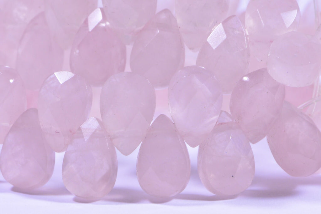 Faceted Rose Quartz Teardrop Beads: Natural Gemstone Jewelry Making (11mm, 2pcs)