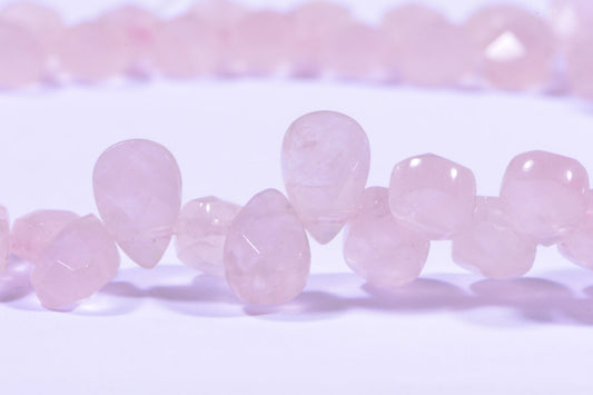 Faceted Rose Quartz Teardrop Beads: Natural Gemstone Jewelry Making (11mm, 2pcs)