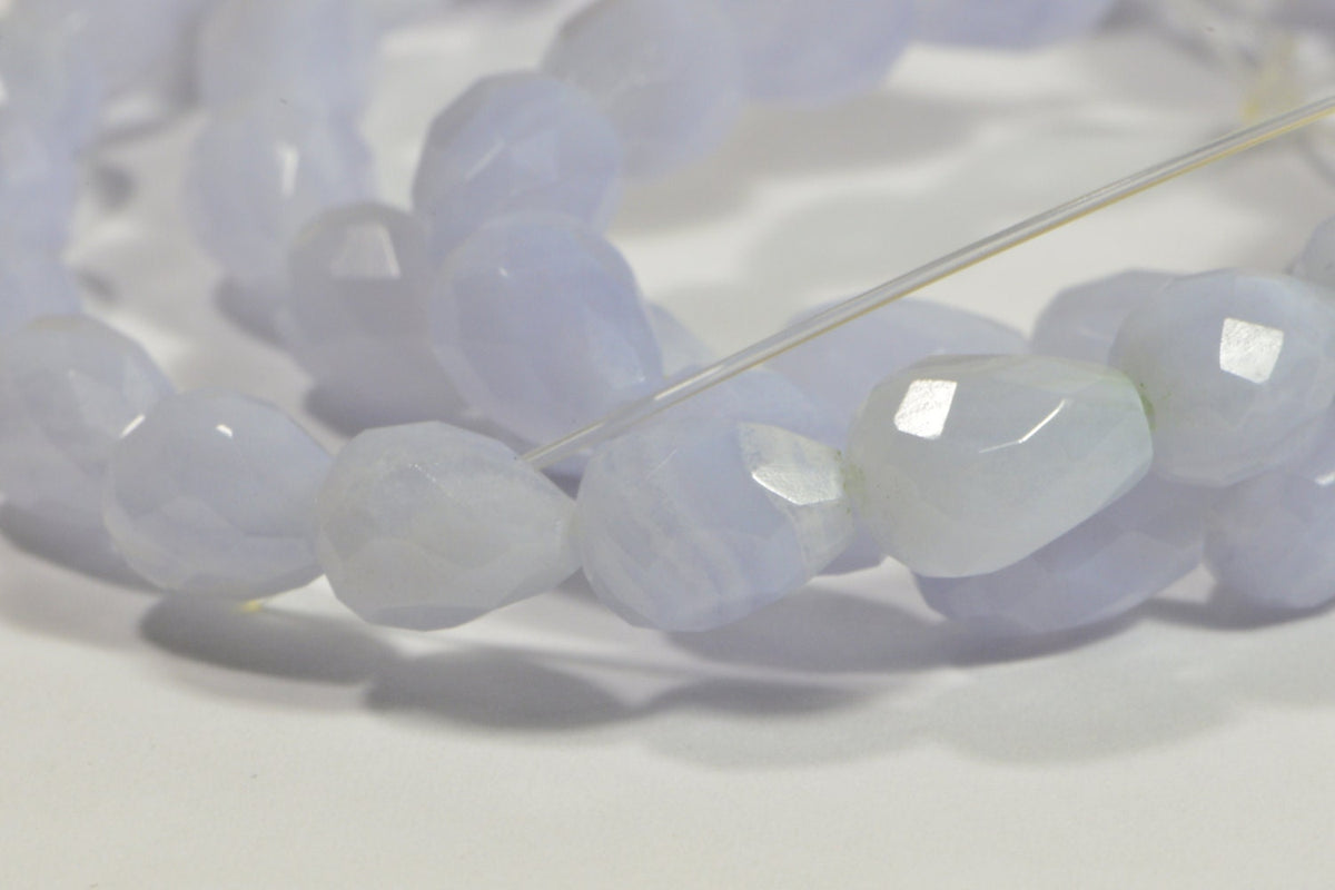 Natural Blue Lace Agate Faceted Teardrop  Gemstone  Beads Loose beads