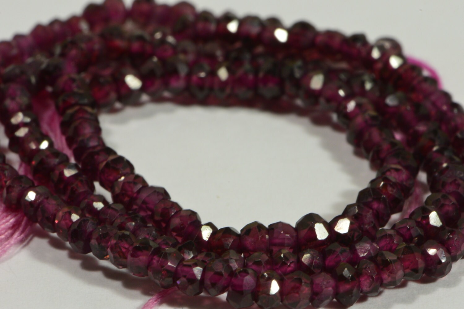 Rhodolite Garnet Beads: 3mm Faceted Rondelle, Deep Maroon Red