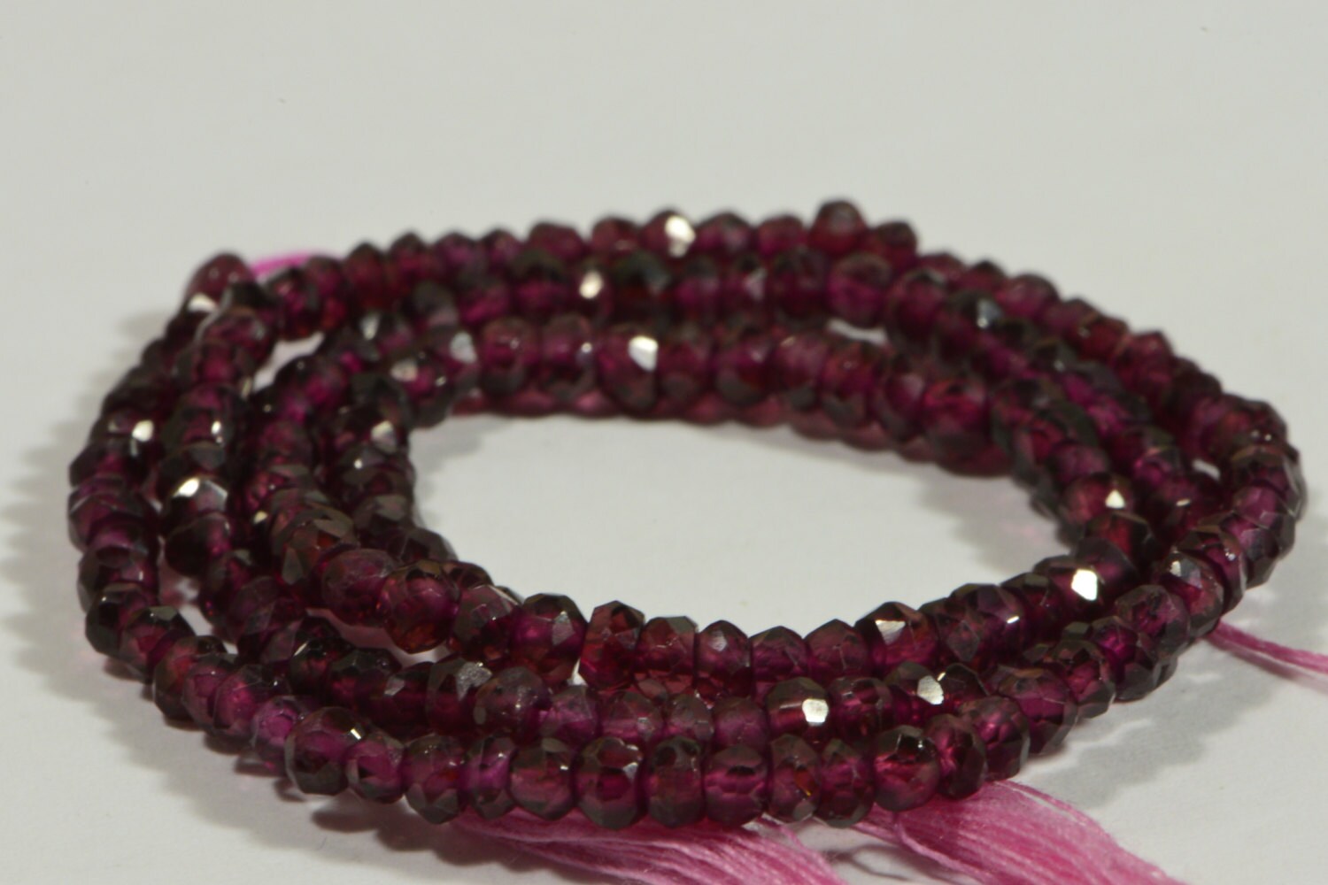 Rhodolite Garnet Beads: 3mm Faceted Rondelle, Deep Maroon Red