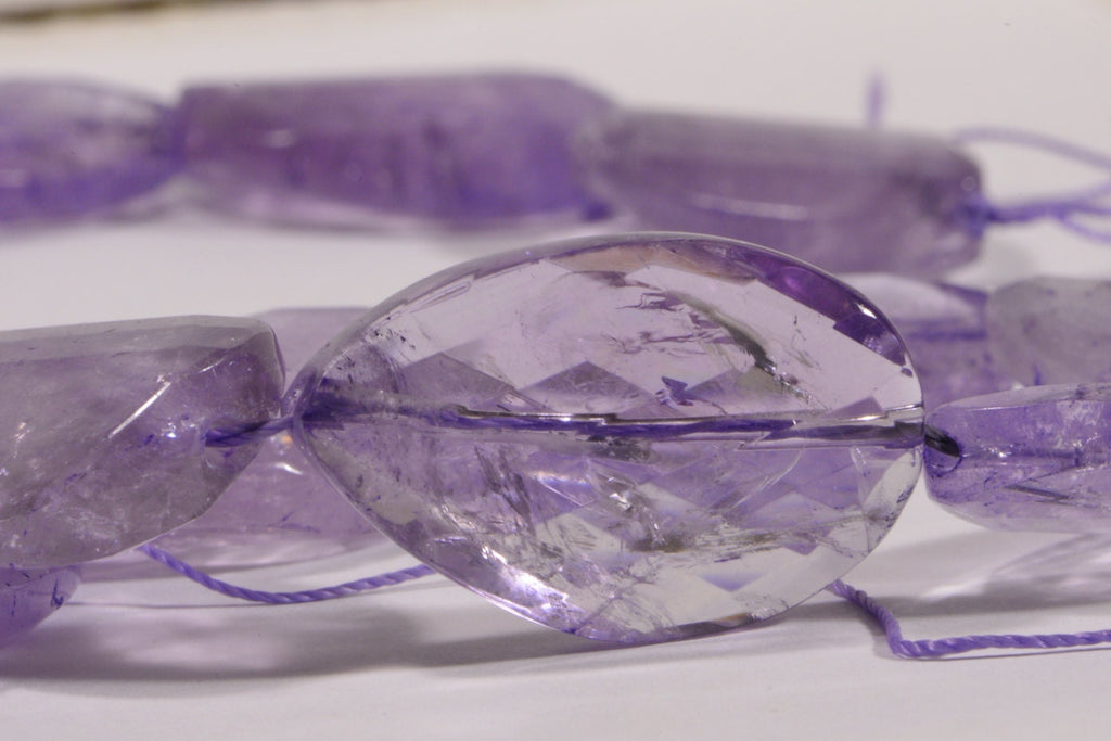 Large Light Amethyst Faceted Bead: Sterling Silver Connector