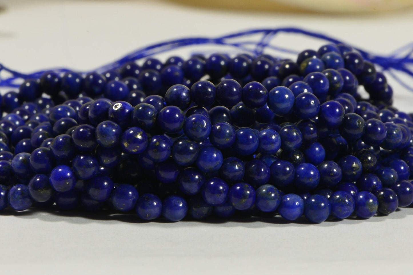 3mm Lapis Lazuli Beads: Small Round Cobalt Blue Gemstone (15.5" Strand)