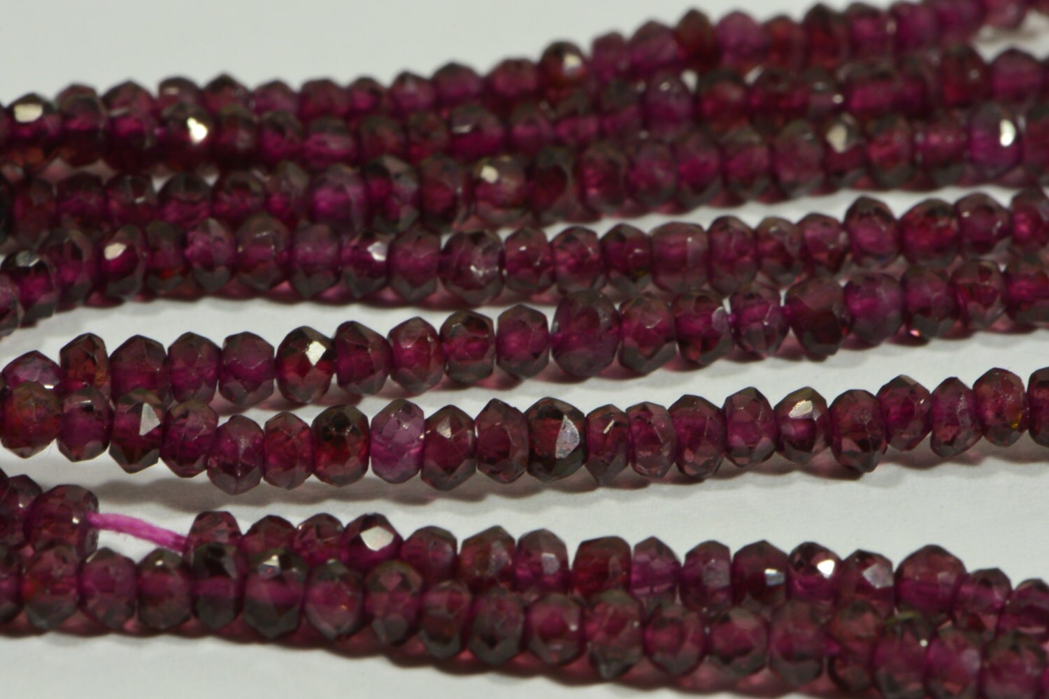 Rhodolite Garnet Beads: 3mm Faceted Rondelle, Deep Maroon Red