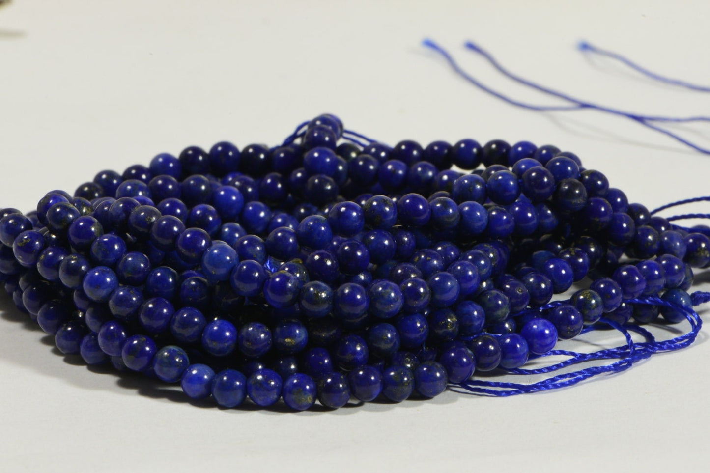 3mm Lapis Lazuli Beads: Small Round Cobalt Blue Gemstone (15.5" Strand)