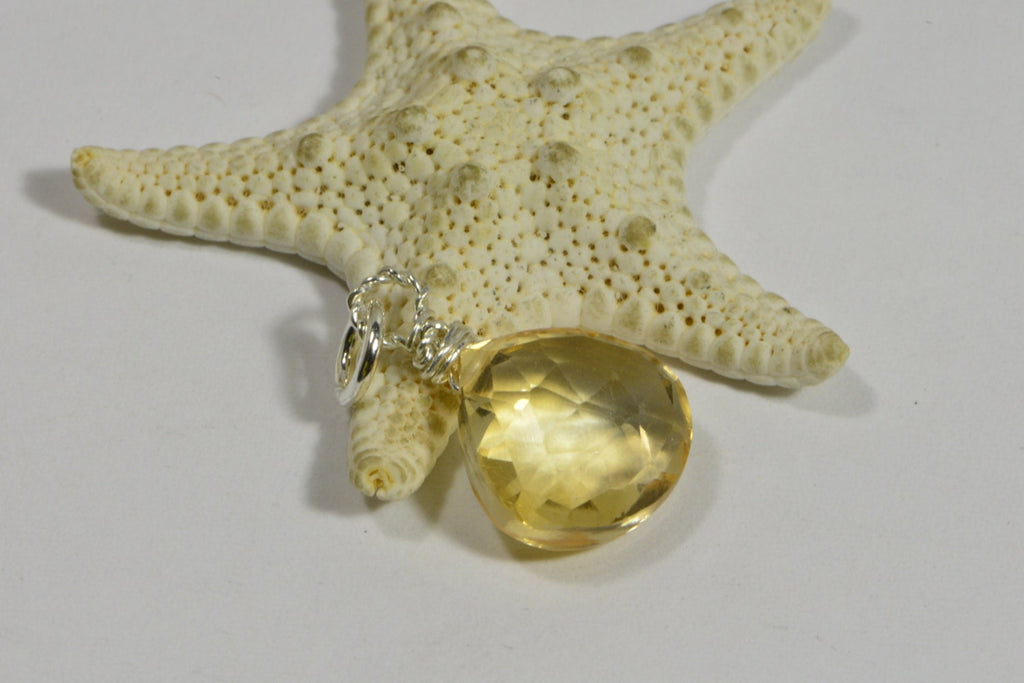 Wire Wrapped Citrine Pendant Birthstone for November Gemstone Beads