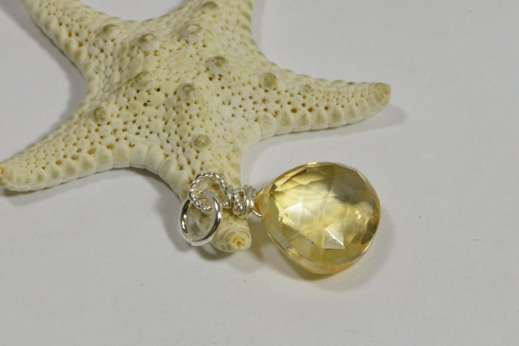 Wire Wrapped Citrine Pendant Birthstone for November Gemstone Beads