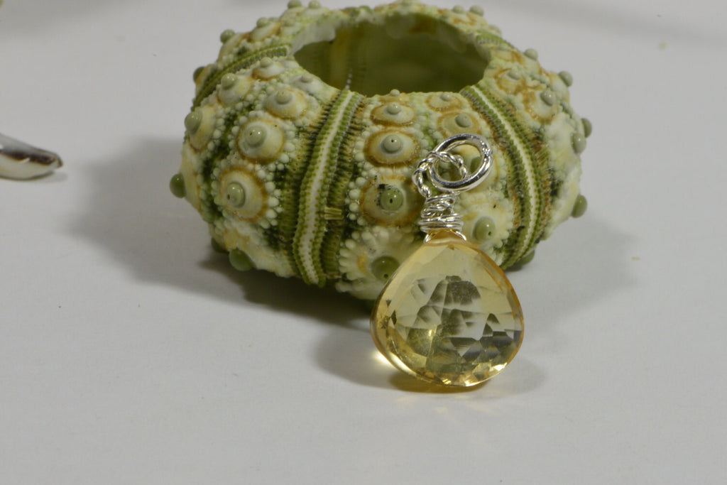 Wire Wrapped Citrine Pendant Birthstone for November Gemstone Beads