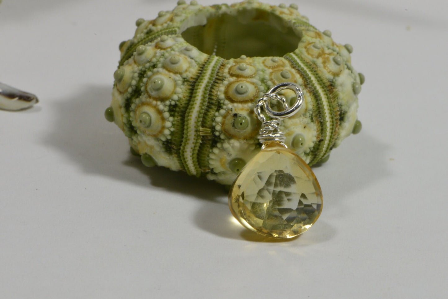 Wire Wrapped Citrine Pendant Birthstone for November Gemstone Beads