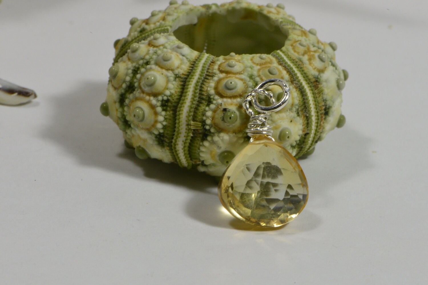 Wire Wrapped Citrine Pendant Birthstone for November Gemstone Beads