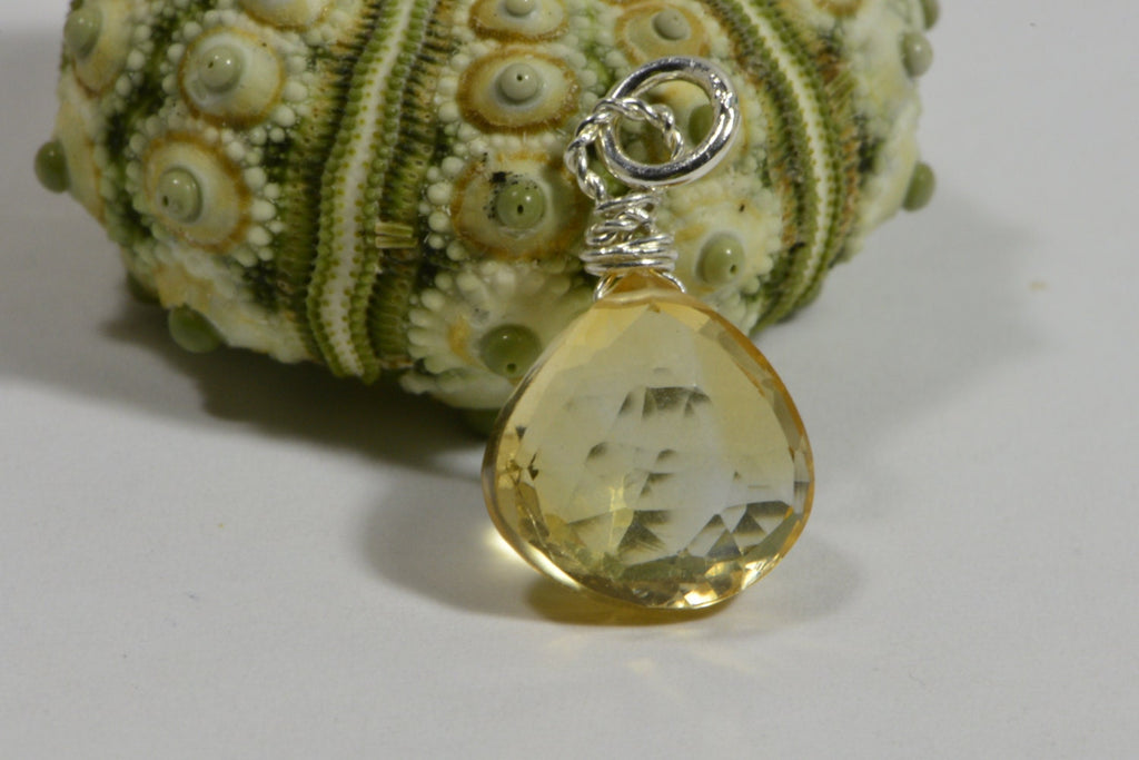 Wire Wrapped Citrine Pendant Birthstone for November Gemstone Beads