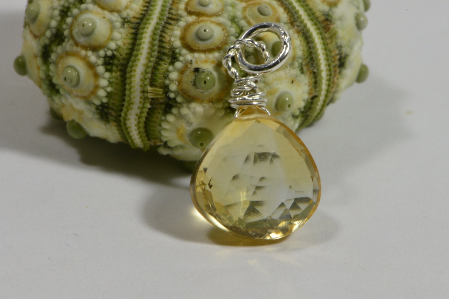Wire Wrapped Citrine Pendant Birthstone for November Gemstone Beads
