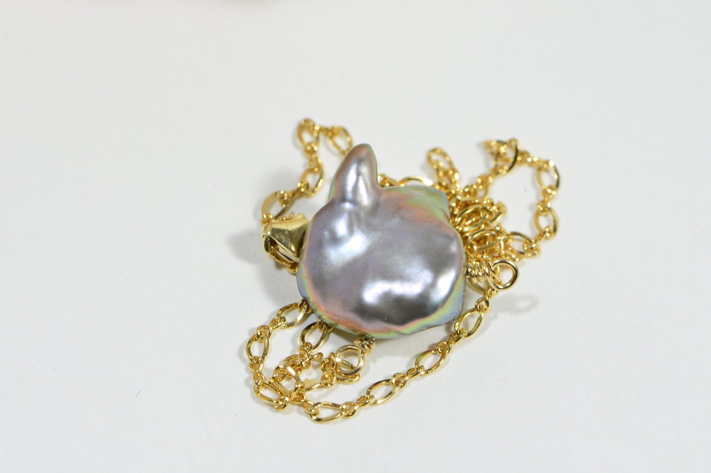 Irregular Pearl Necklace, 14k Gold Filled Chain, Peacock Luster
