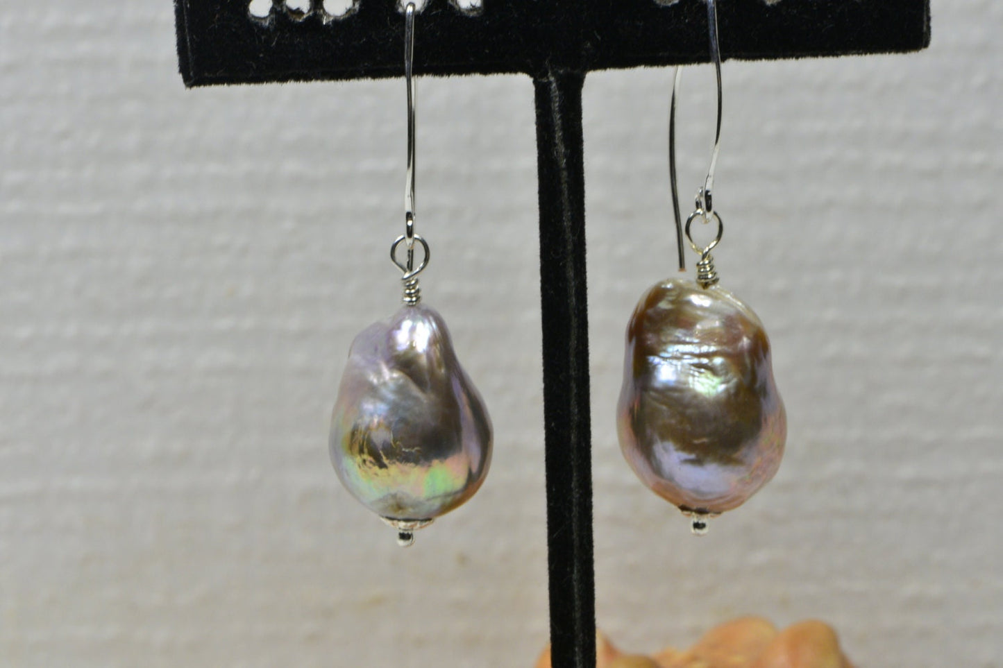 Kasumi Like Pearl Earrings, Sterling Silver, Peacock Luster