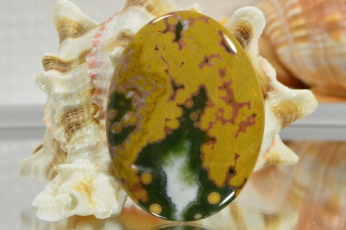 Ocean Jasper Cabochon: Madagascar Gemstone, Freeform Oval (47.3ct)