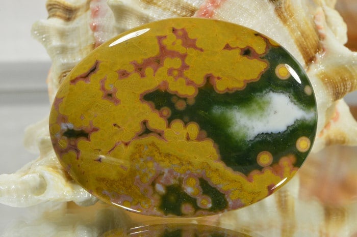 Ocean Jasper Cabochon: Madagascar Gemstone, Freeform Oval (47.3ct)