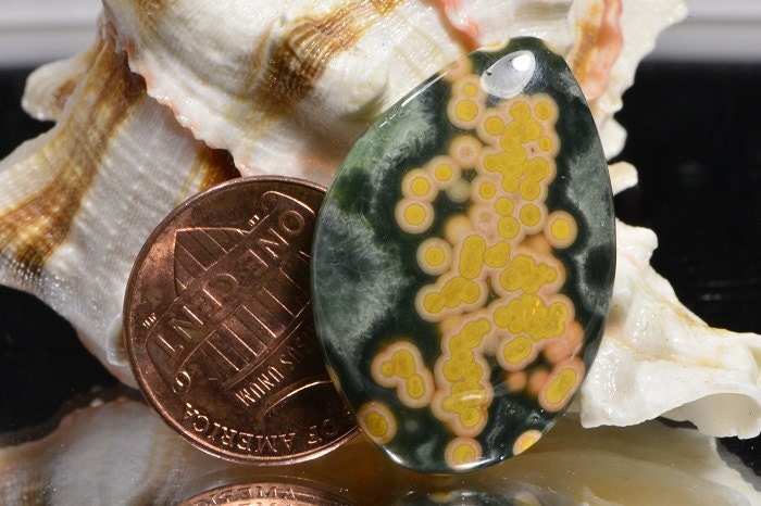 Ocean Jasper Cabochon: Freeform Gemstone for Pendant (29.4x20x4.7mm)