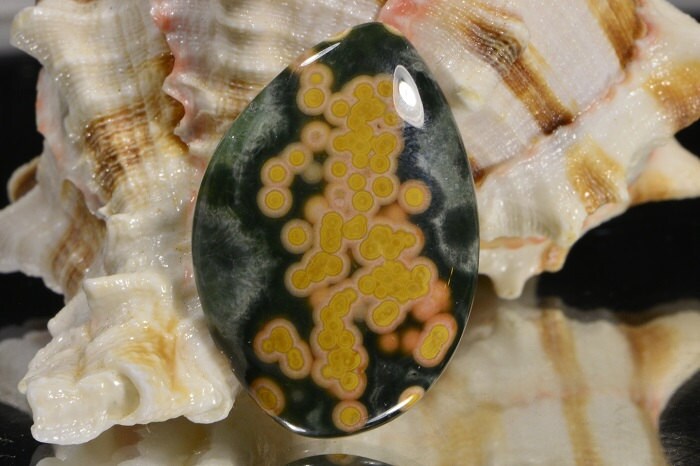 Ocean Jasper Cabochon: Freeform Gemstone for Pendant (29.4x20x4.7mm)