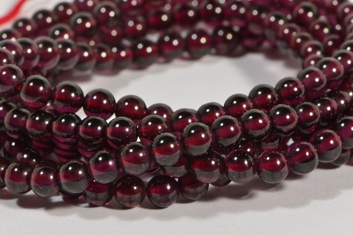 AAA Garnet Beads: 4mm Burgundy Red Gemstone, 8" Strand