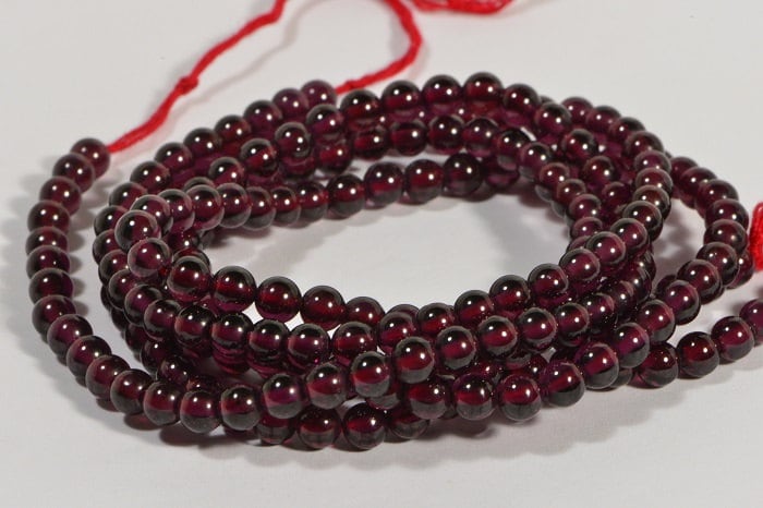 AAA Garnet Beads: 4mm Burgundy Red Gemstone, 8" Strand