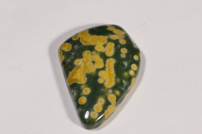 Ocean Jasper Cabochon: Green, Yellow, White Gemstone (24.6x16.5x4.5mm)