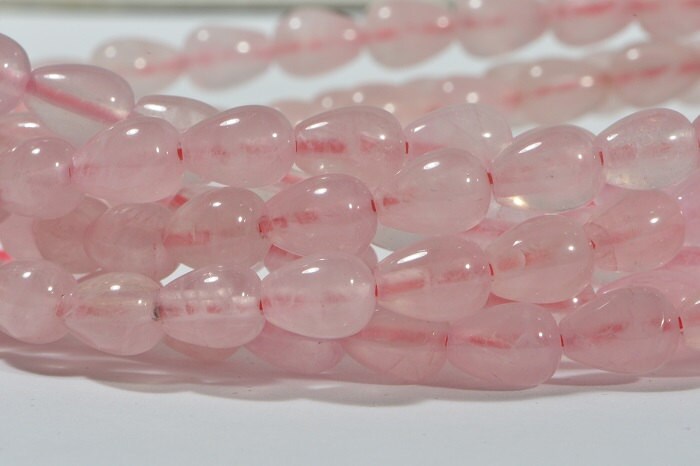 Rose Quartz Teardrop Beads: 6mm Pink Gemstone Strand
