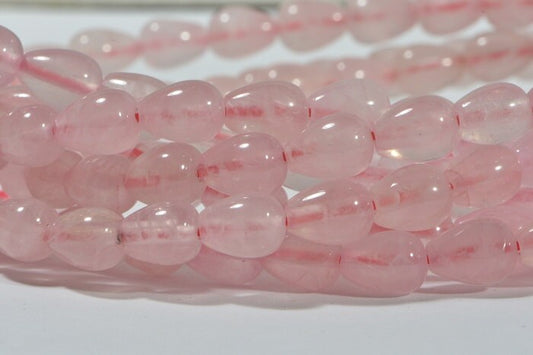 Rose Quartz Teardrop Beads: 6mm Pink Gemstone Strand