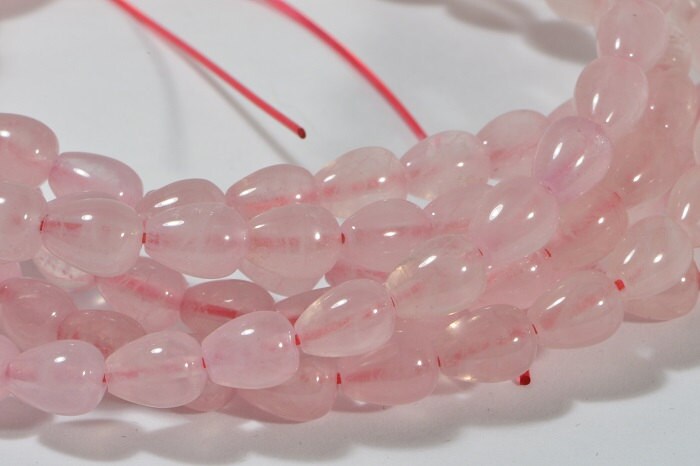 Rose Quartz Teardrop Beads: 6mm Pink Gemstone Strand