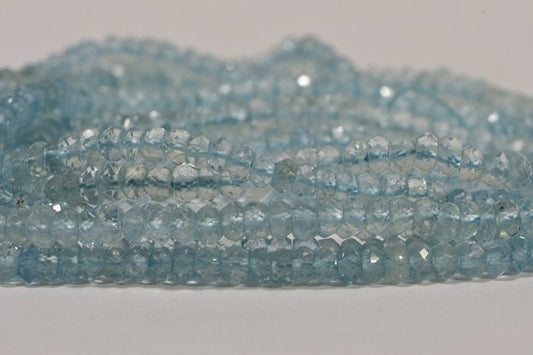 Aquamarine 3mm Facetd Rondelle Beads Natural Gemstone Beads  Jewelry Making Supplies