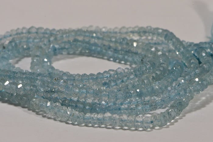 Aquamarine 3mm Facetd Rondelle Beads Natural Gemstone Beads  Jewelry Making Supplies