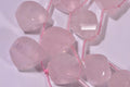 Rose Quartz Teardrop Beads: Spiral Faceted Gemstone, 14.6x9.6mm (2 Beads)