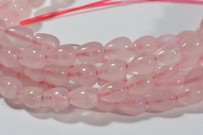Rose Quartz Teardrop Beads: 6mm Pink Gemstone Strand