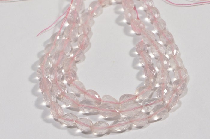 Rose Quartz 8" inch Strand Faceted Teardrop Beads Natural Gemstone Beads Jewelry Making Supplies