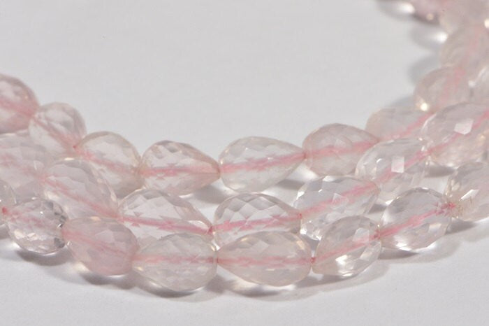 Rose Quartz 8" inch Strand Faceted Teardrop Beads Natural Gemstone Beads Jewelry Making Supplies