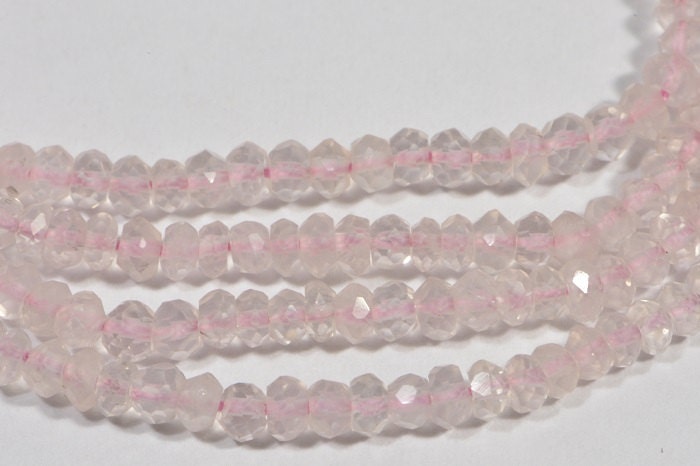 3mm Rose Quartz  Faceted Rondelle Beads Crystal Pink  Natural Gemstone Beads Jewelry Making Supplies