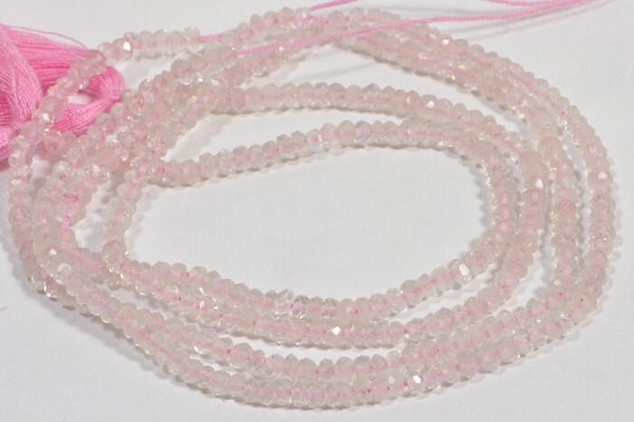 3mm Rose Quartz  Faceted Rondelle Beads Crystal Pink  Natural Gemstone Beads Jewelry Making Supplies